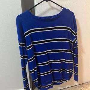 Express blue black and white striped Sweater